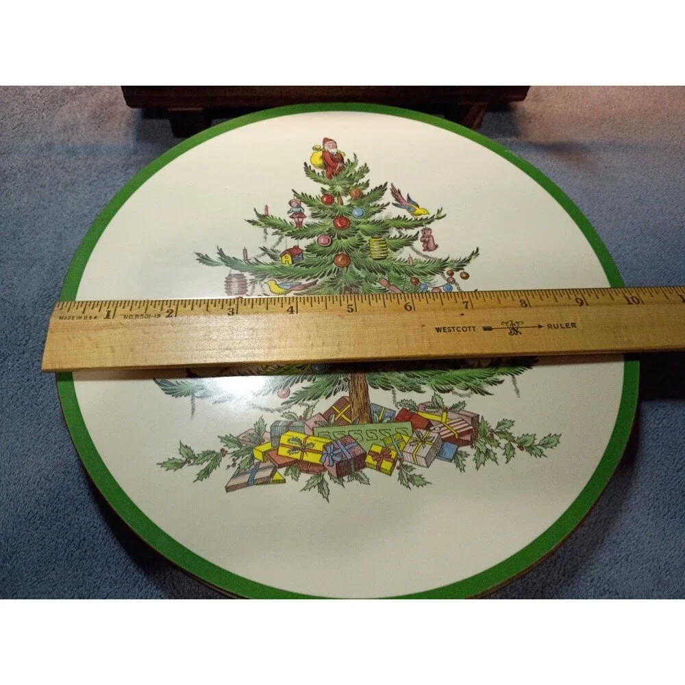 Pimpernel England Christmas Tree Cork Back Placemats Set of 6 Round 10